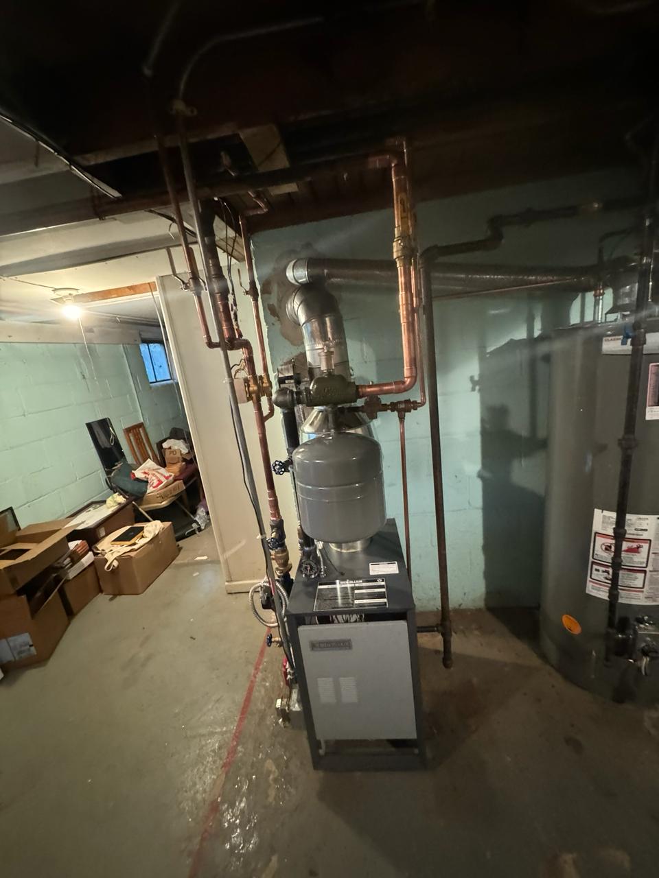Boiler installation in a Bergen County basement